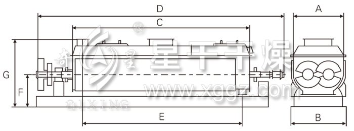 空心槳葉干燥機(jī)結(jié)構(gòu)示意圖